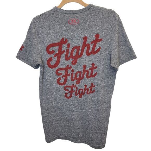 Under Armour Mens Wisconsin Badgers Gray Red Loose HeatGear Crewneck Tshirt S - Picture 6 of 13